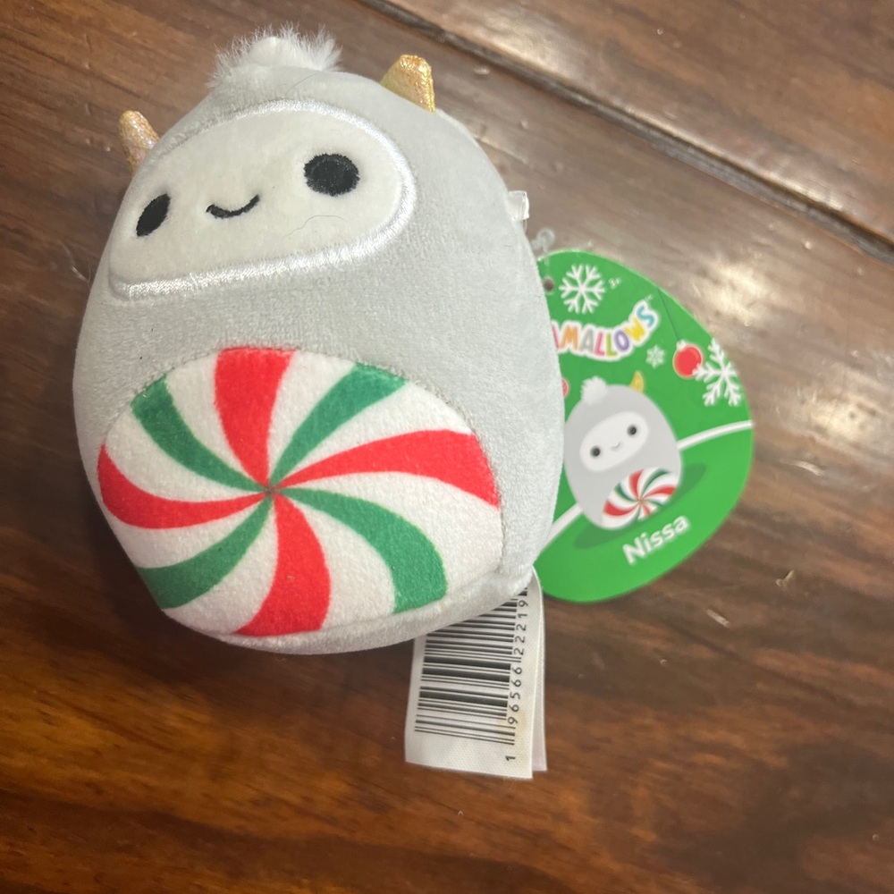 Gray Plush Toy with Peppermint Design